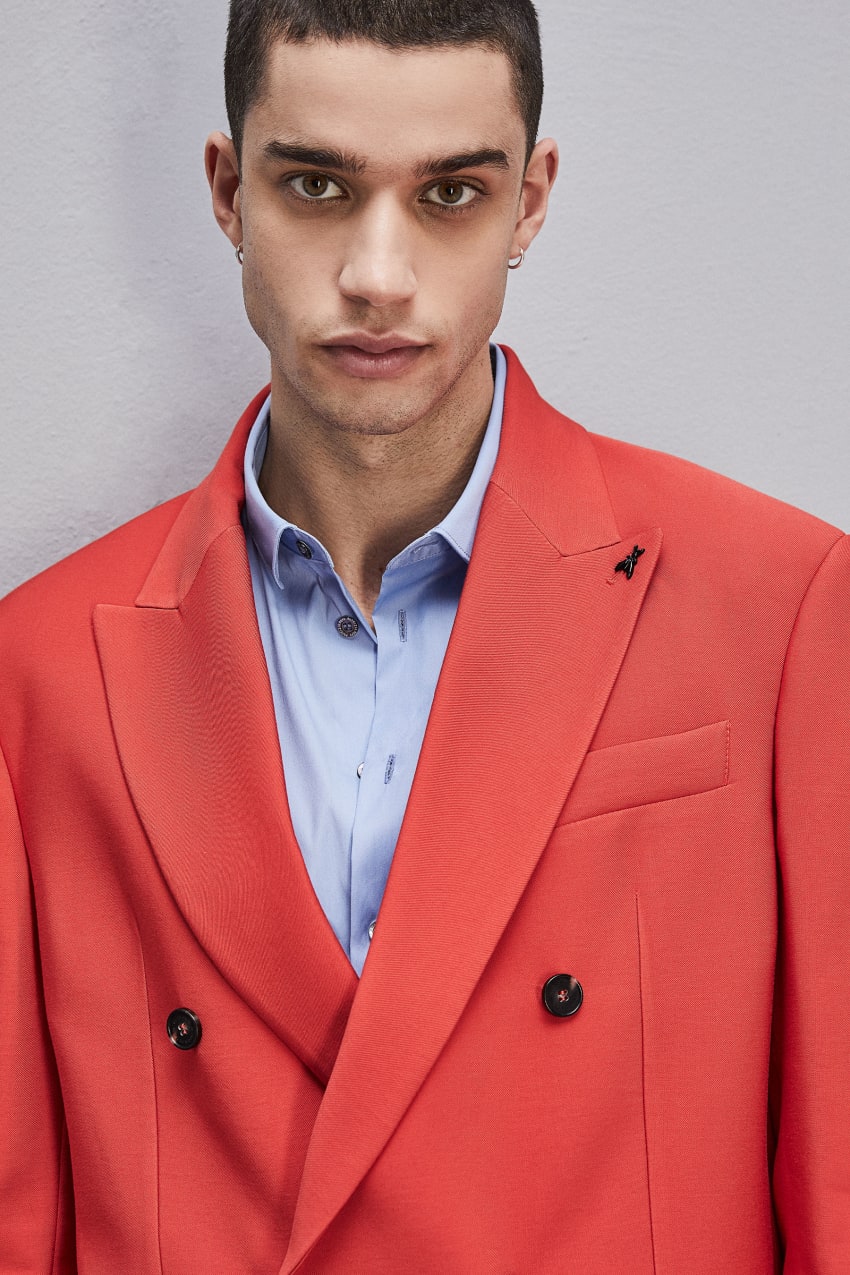 Red Patrizia Pepe Regular Double-breasted Jacket In Viscose Twill | VBOTKEZ-93