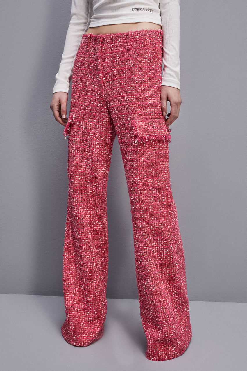 Red Patrizia Pepe Tweed Cargo Pants | UJYIQPC-53