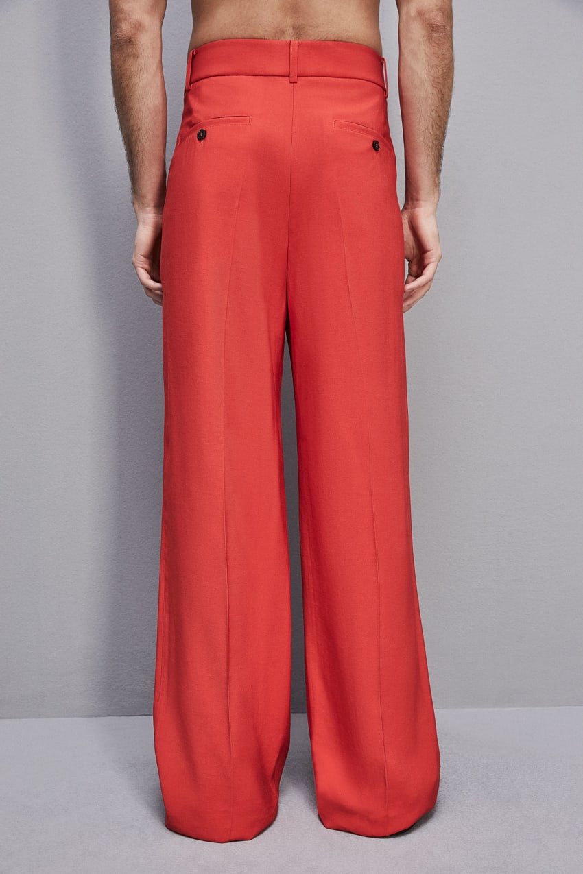 Red Patrizia Pepe Viscose Twill Pleated Pants | CALDXWV-74