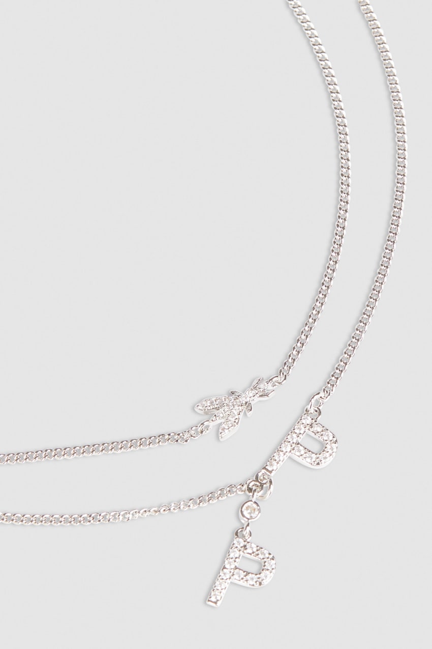 Silver Patrizia Pepe Double Chain Brass Necklace | FSTMUNH-87