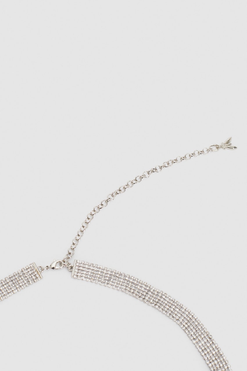 Silver Patrizia Pepe Elegant Rhinestone Belt | SXUOHAJ-68