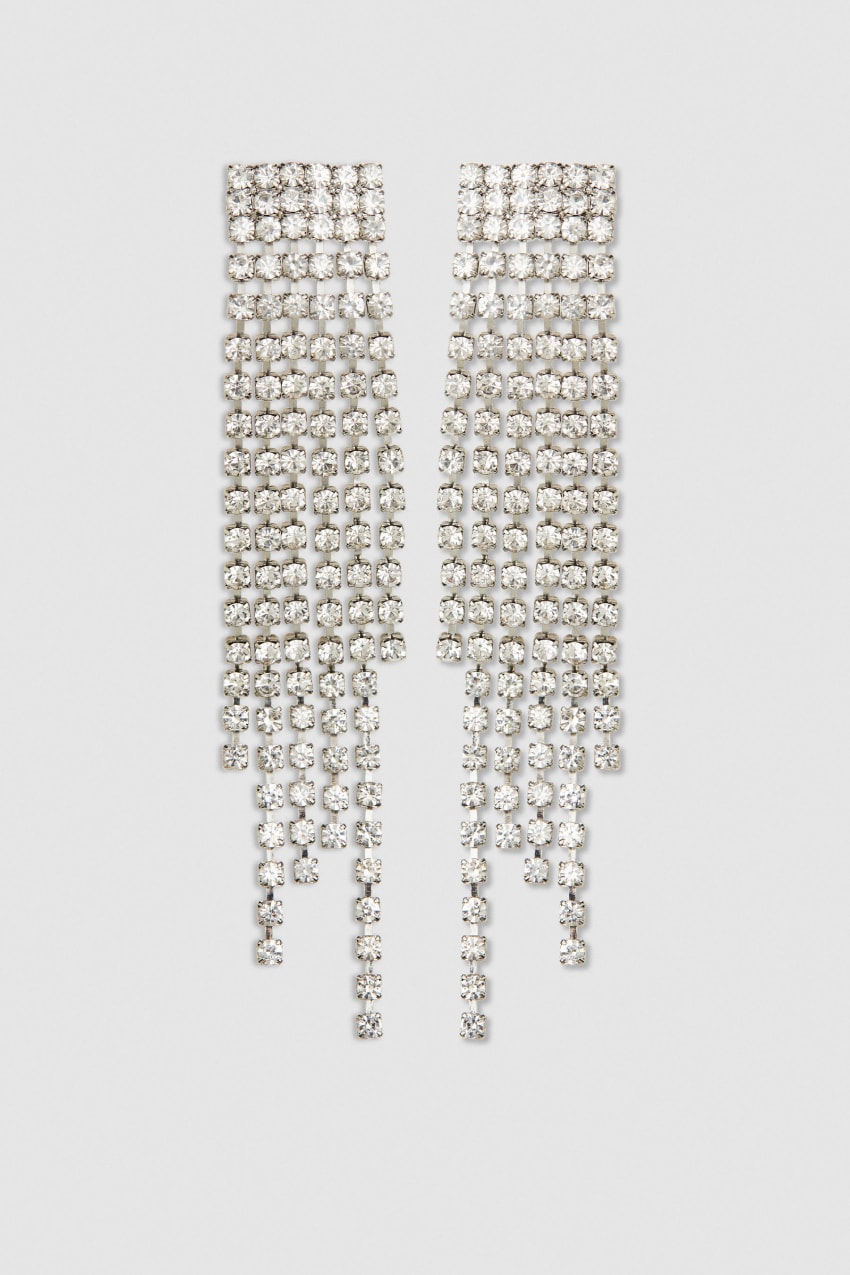 Silver Patrizia Pepe Rhinestone Earrings | PFGEBYW-53