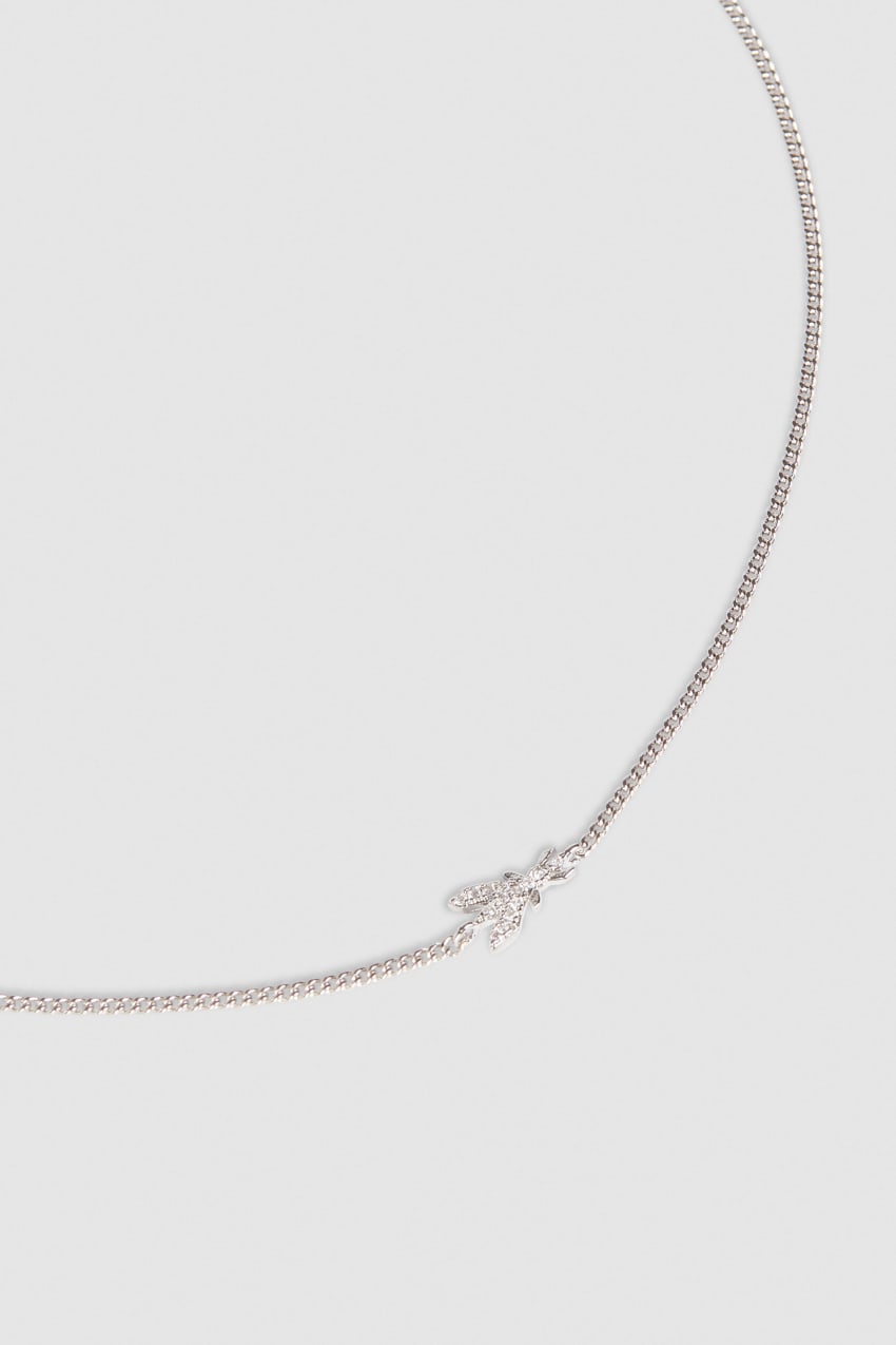 Silver Patrizia Pepe Rhinestone Necklace | WTYNLIA-03