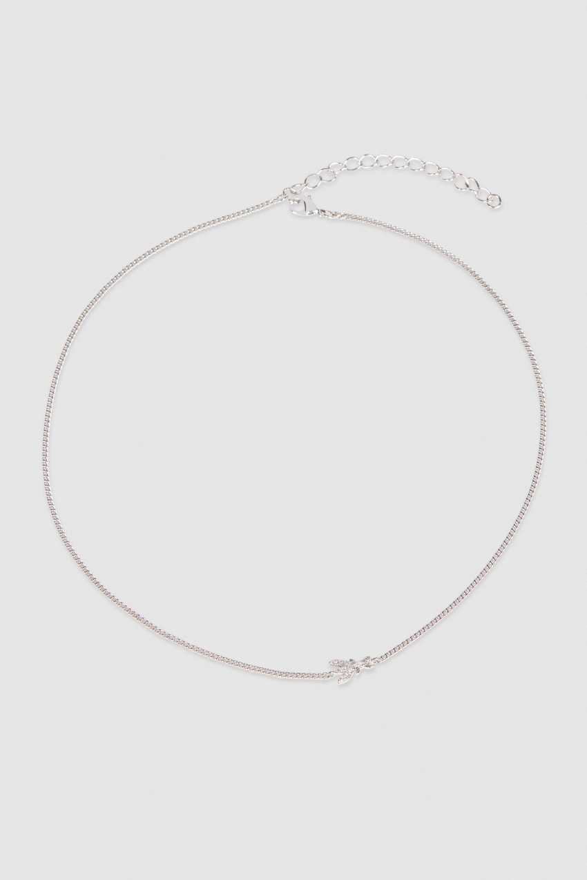 Silver Patrizia Pepe Rhinestone Necklace | WTYNLIA-03