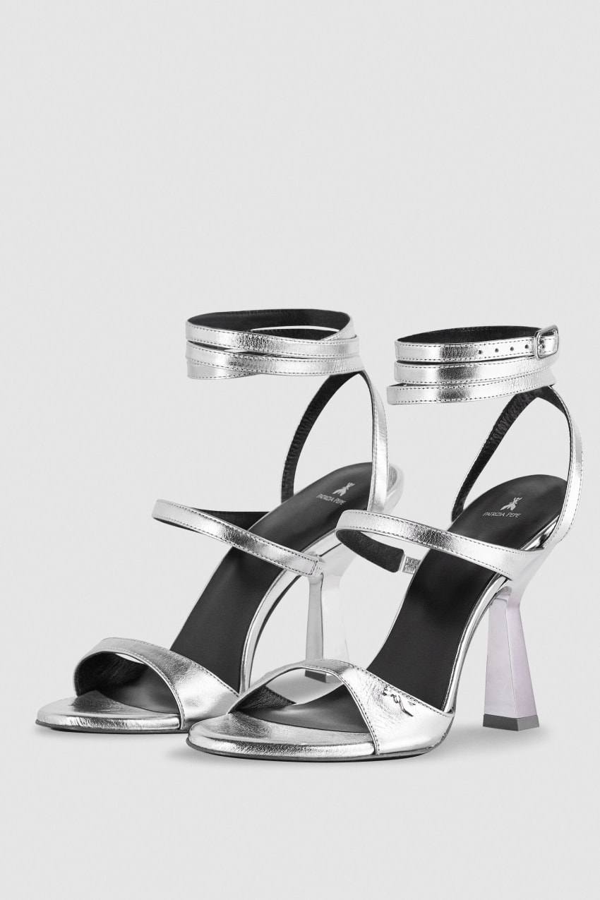 Silver Patrizia Pepe Sandals With Heel And Ankle Strap | LBIPJSU-79