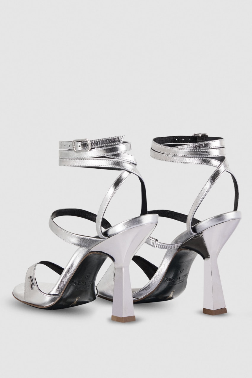 Silver Patrizia Pepe Sandals With Heel And Ankle Strap | LBIPJSU-79