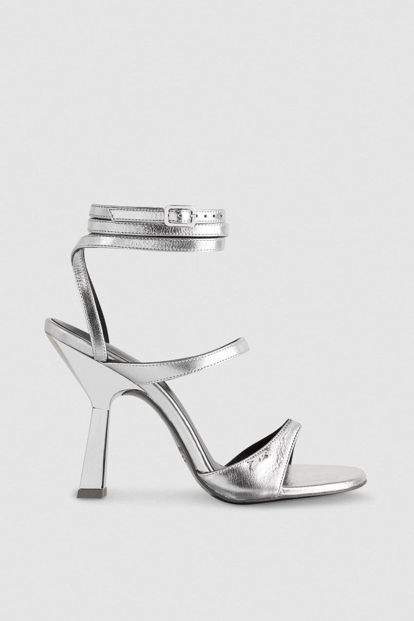 Silver Patrizia Pepe Sandals With Heel And Ankle Strap | LBIPJSU-79