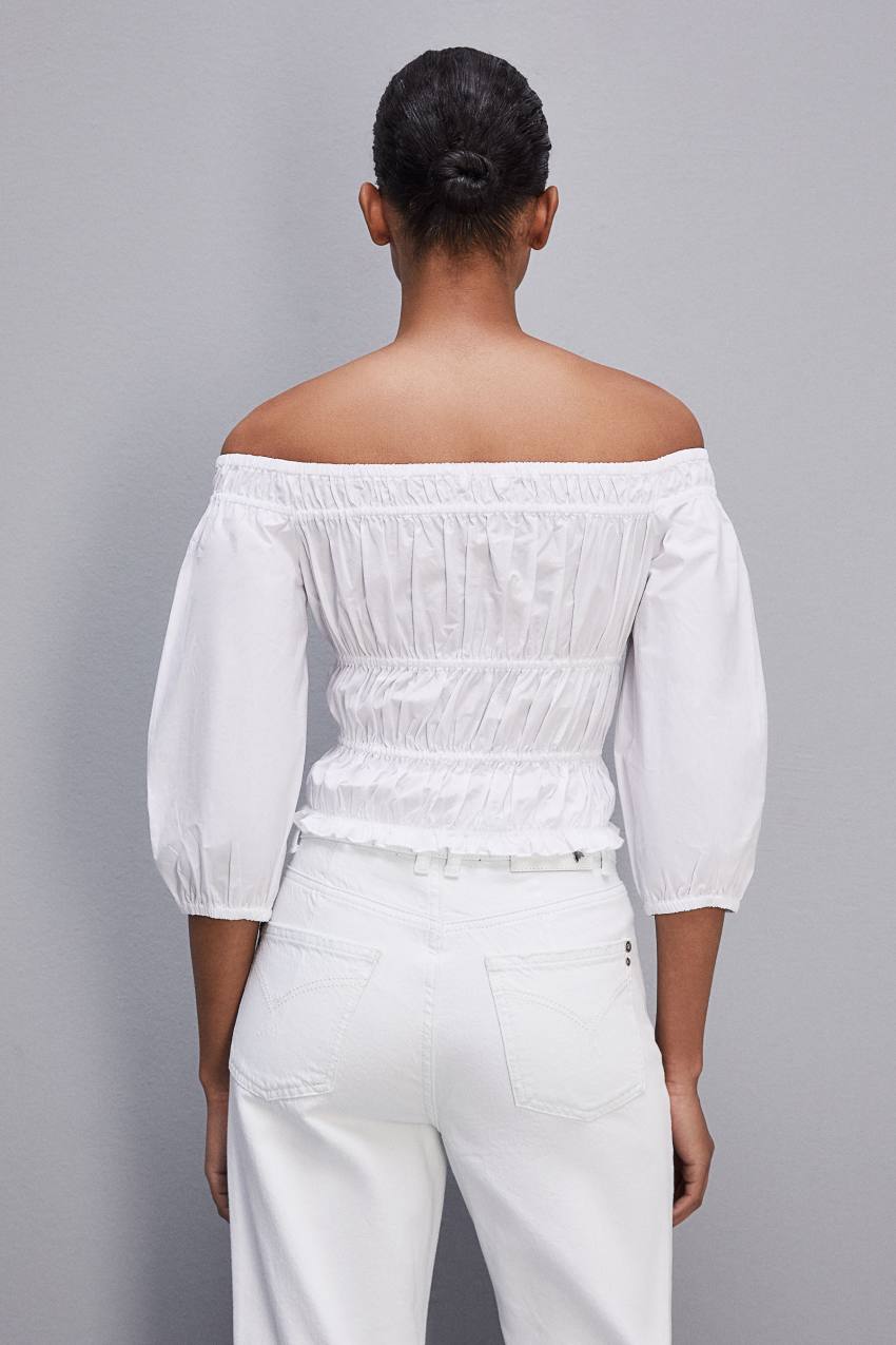 White Patrizia Pepe Cotton Off-shoulder Top | UEFXQGR-42