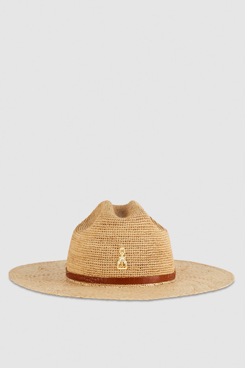 White Patrizia Pepe Cowboy Hat With Leather Strap | RXKYPBZ-82