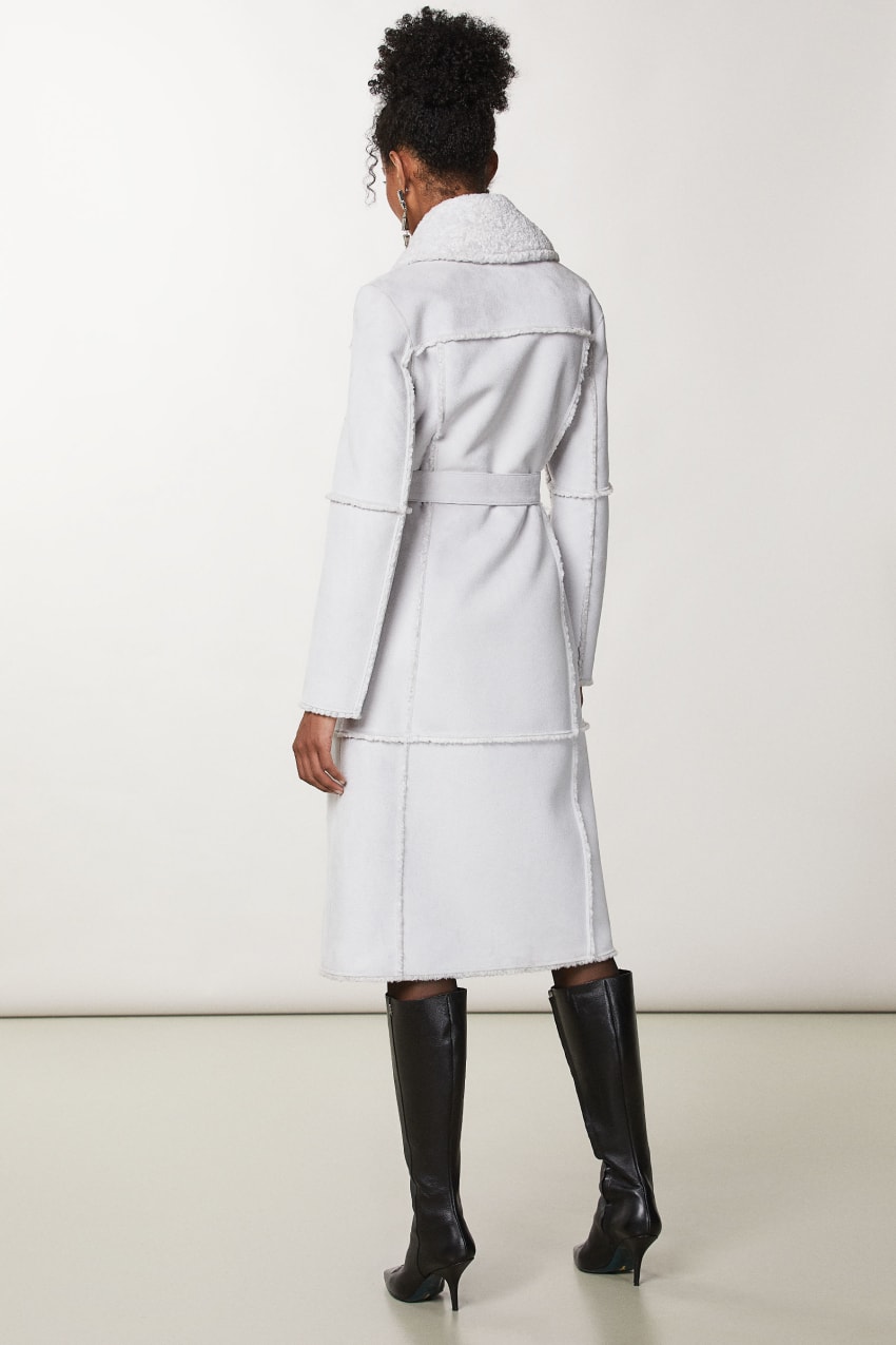 White Patrizia Pepe Double Breasted Double Face Coat | FTVZQCX-64