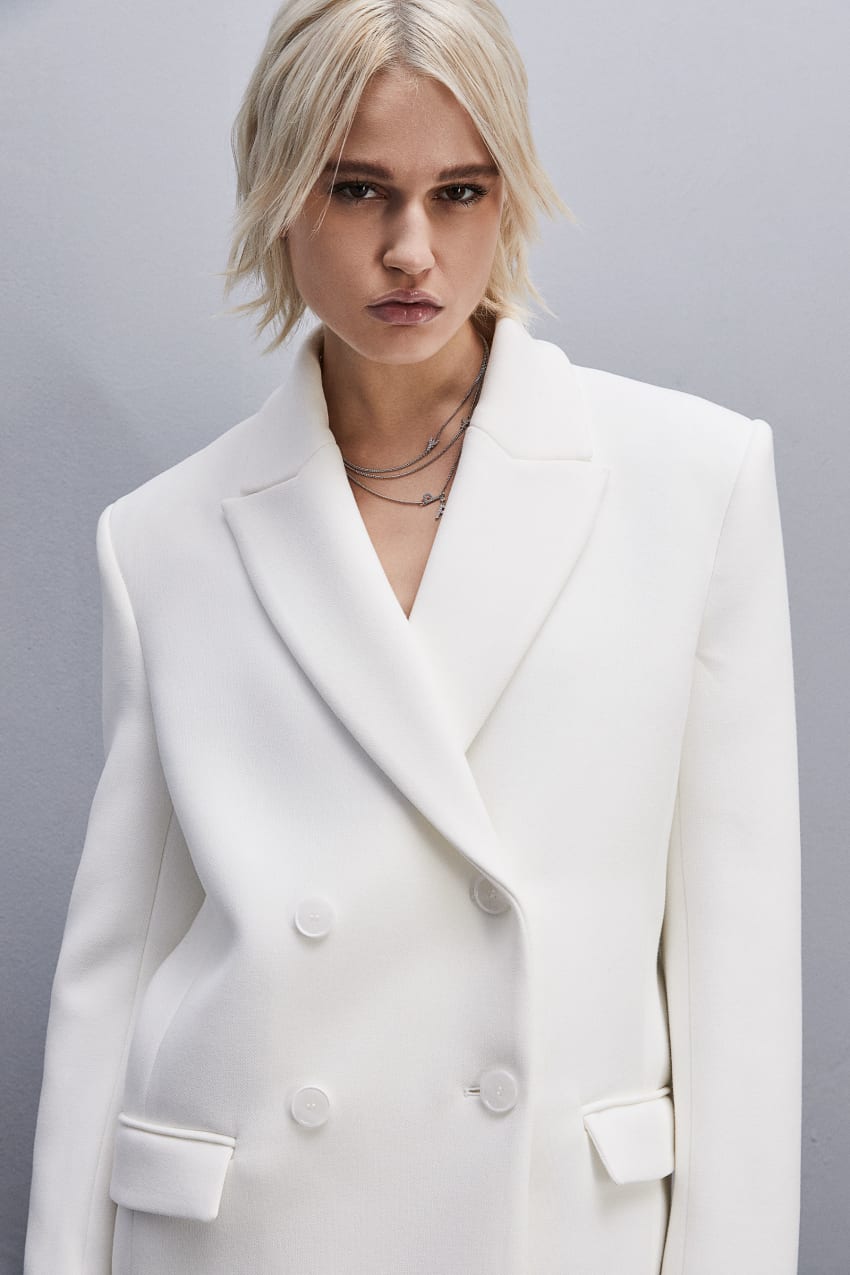 White Patrizia Pepe Double-breasted Over Peacoat | APZTNFQ-75