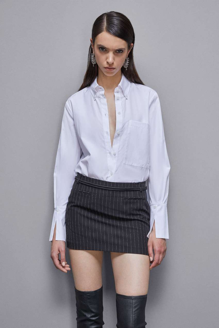 White Patrizia Pepe Essential Cotton Shirt With Pocket | CITQUFW-80