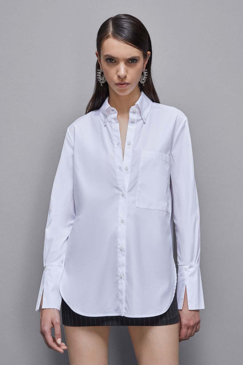 White Patrizia Pepe Essential Cotton Shirt With Pocket | CITQUFW-80