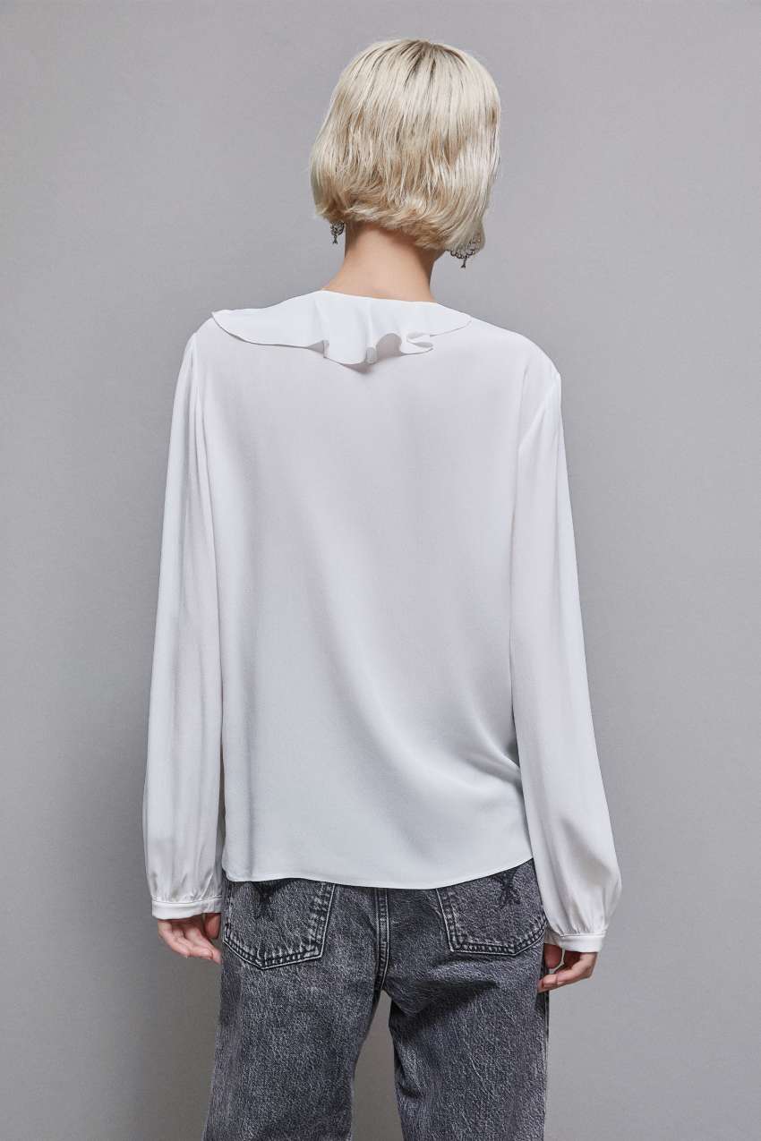 White Patrizia Pepe Essential Crepe Blouse | DTHYNOW-63