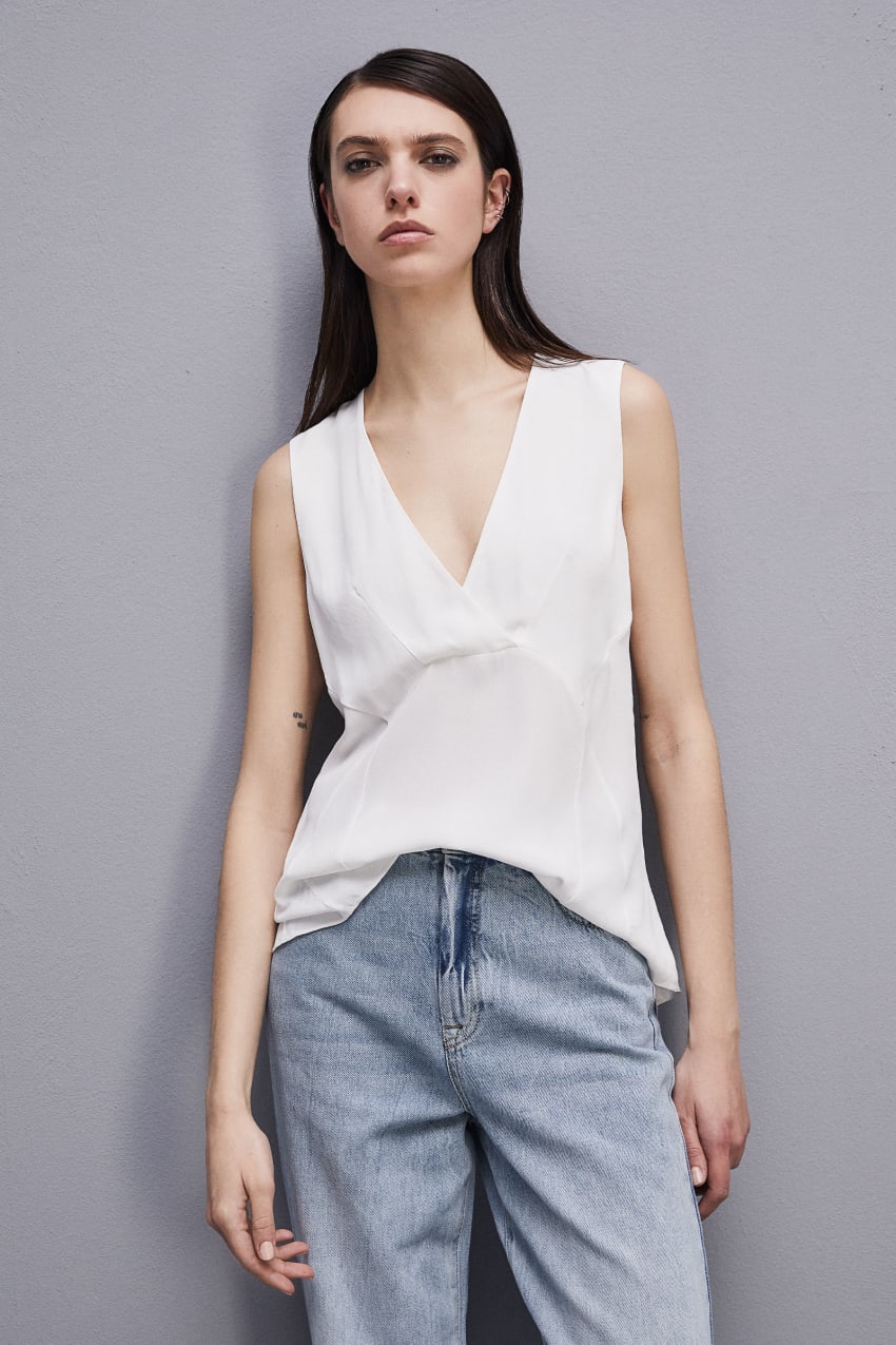 White Patrizia Pepe Essential Sleeveless Top | XZWRLFM-07