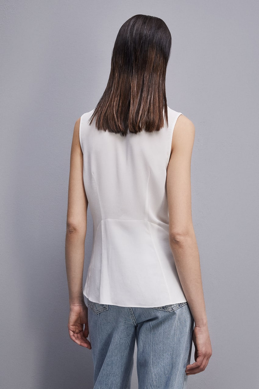 White Patrizia Pepe Essential Sleeveless Top | XZWRLFM-07