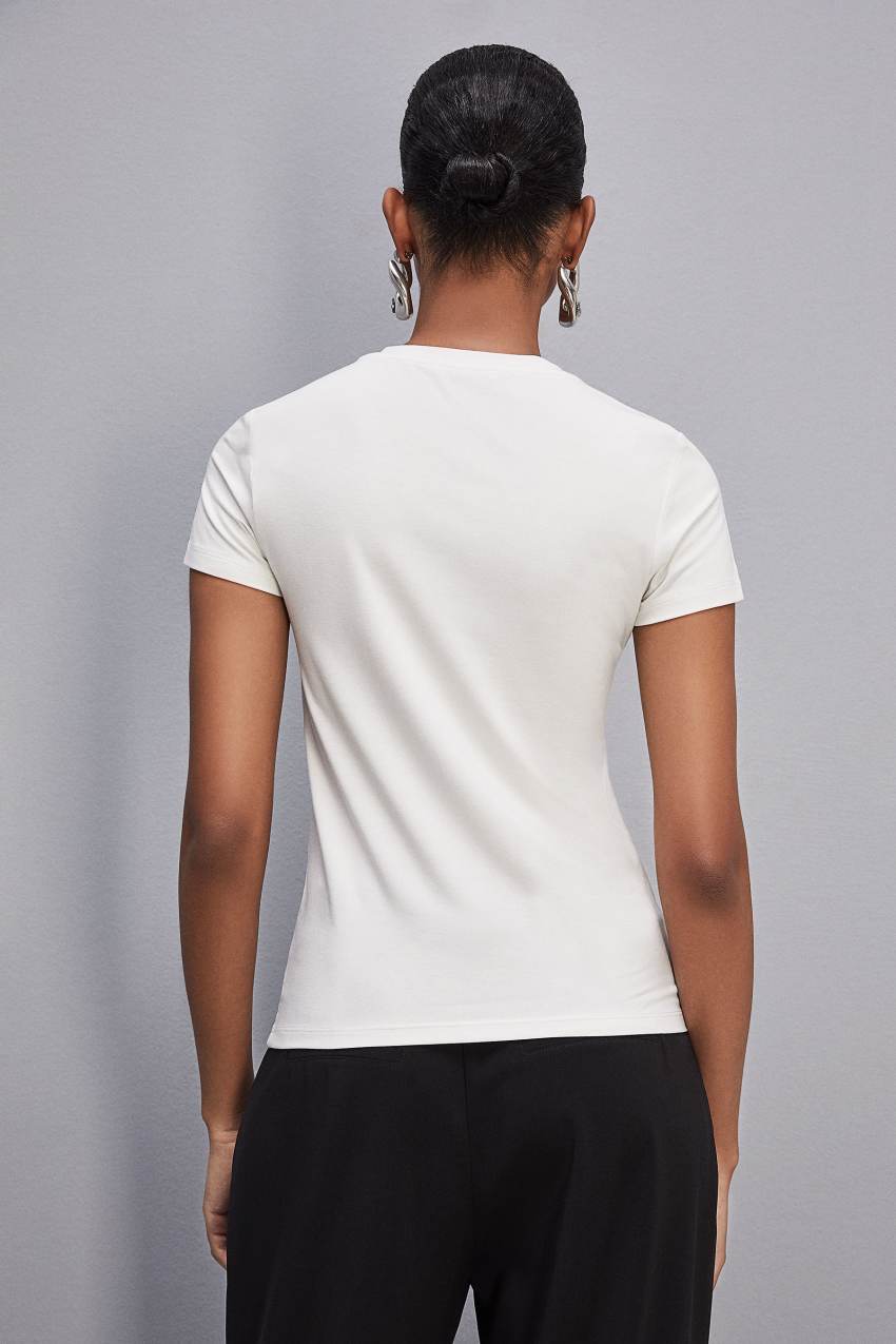 White Patrizia Pepe Essential T-shirt | XVYRDBW-40