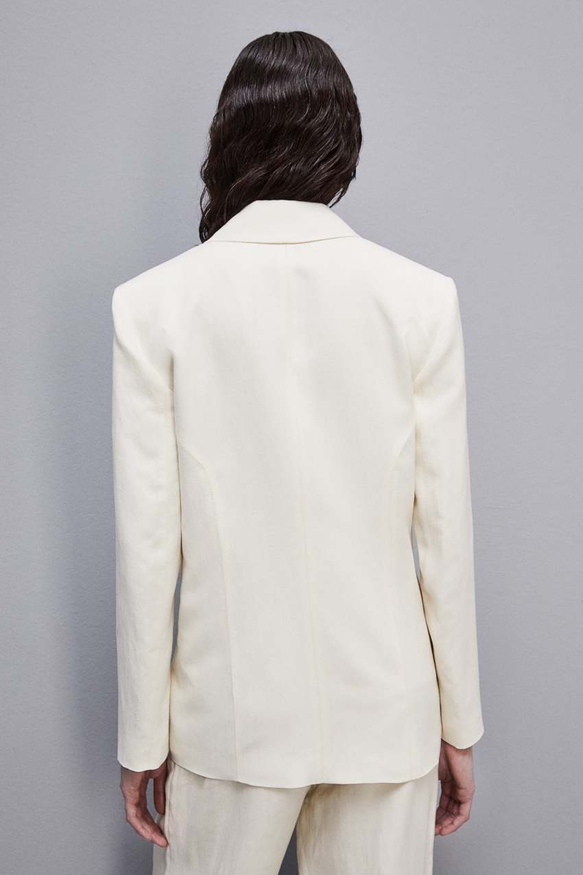 White Patrizia Pepe Essential Viscose And Linen Jacket | IKEGVCW-41