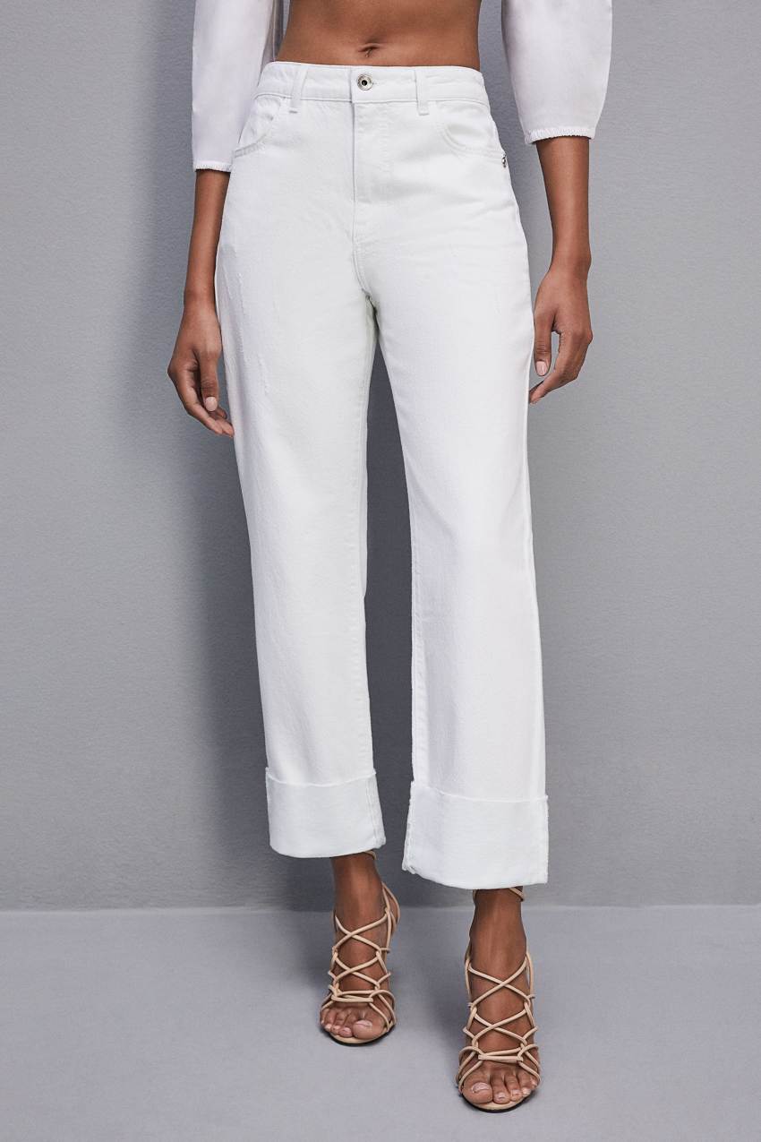 White Patrizia Pepe Essential White Bull Denim Pants | NCKGLMU-96