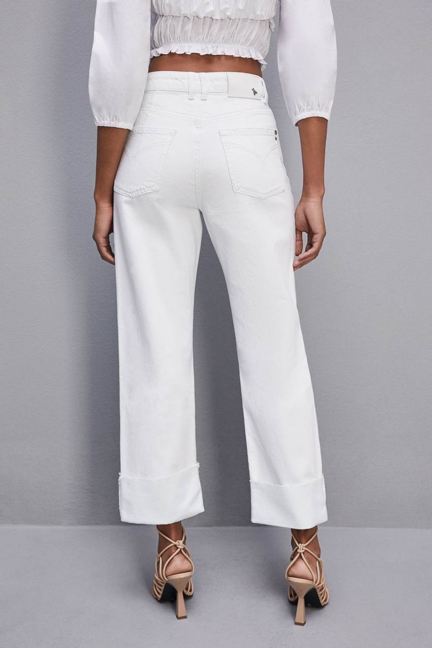 White Patrizia Pepe Essential White Bull Denim Pants | NCKGLMU-96