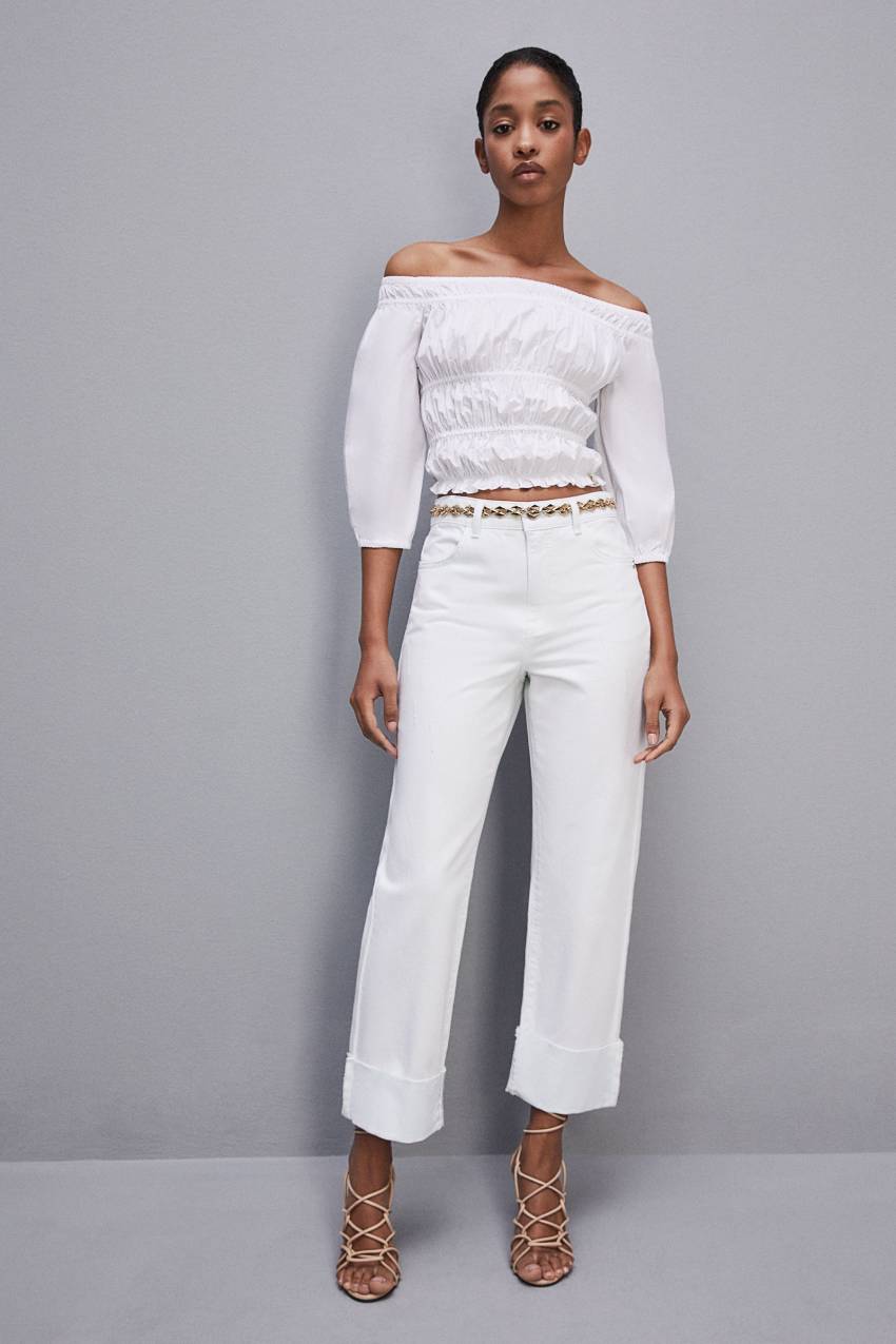 White Patrizia Pepe Essential White Bull Denim Pants | NCKGLMU-96