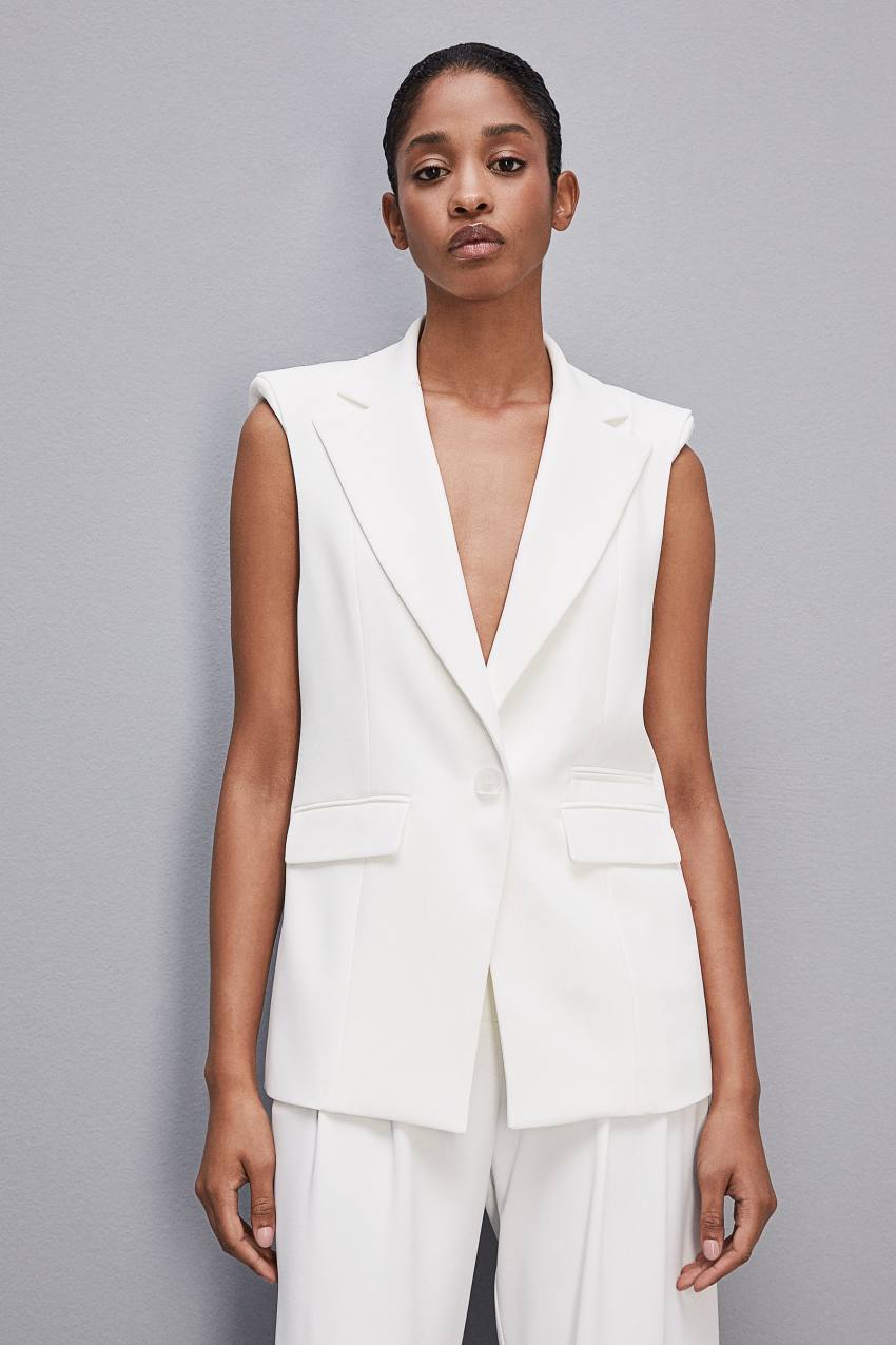 White Patrizia Pepe Fluid Twill Sleeveless Vest | OJMZVDY-18