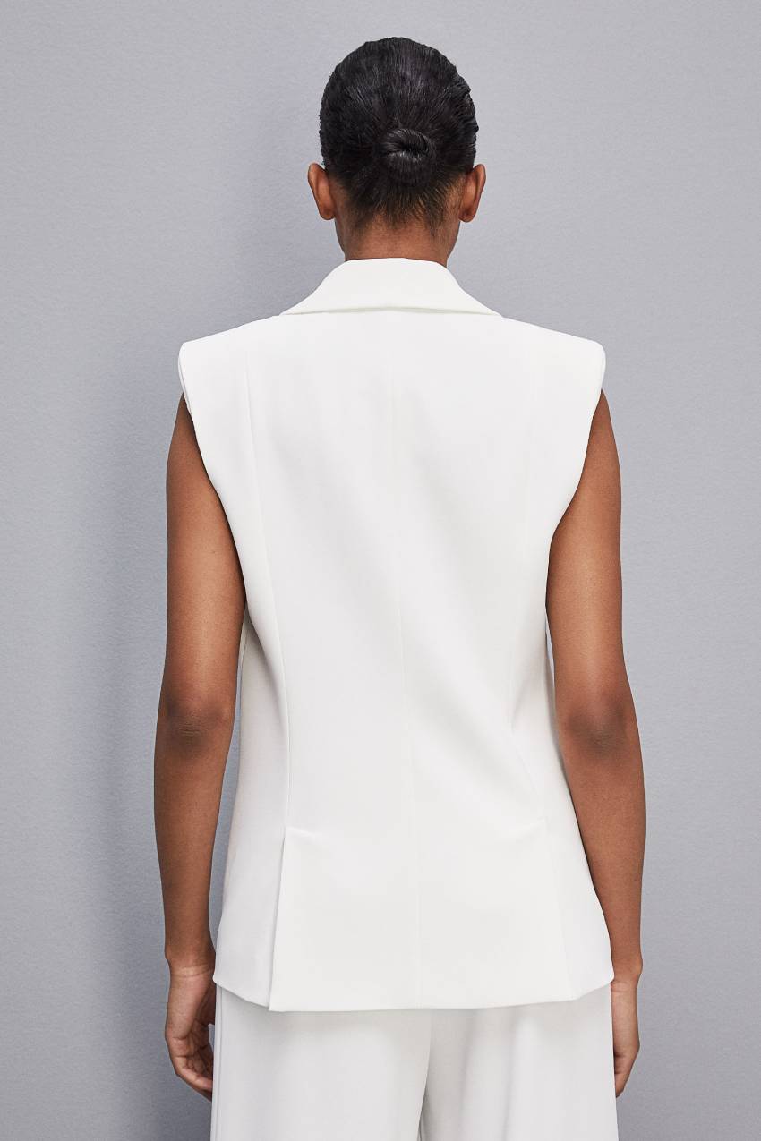 White Patrizia Pepe Fluid Twill Sleeveless Vest | OJMZVDY-18