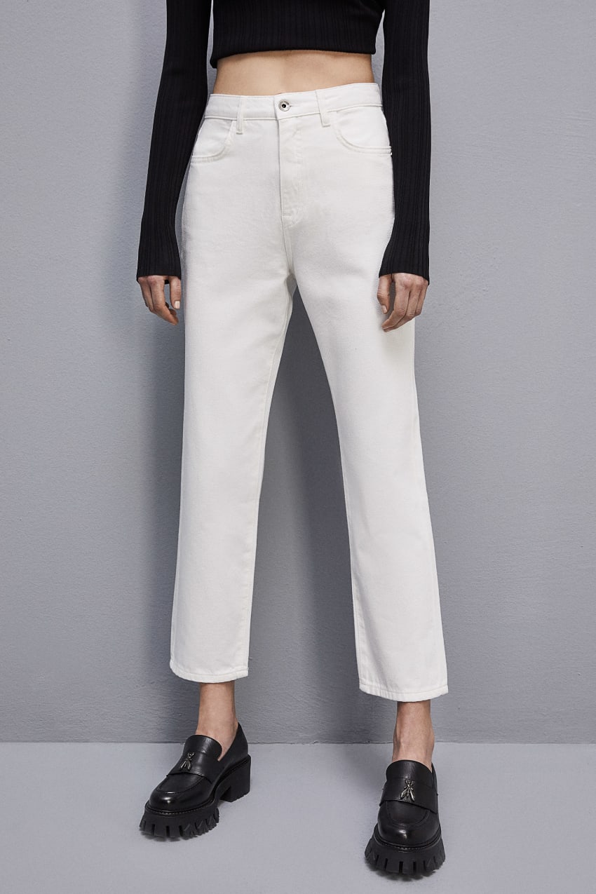 White Patrizia Pepe High-waisted Denim Pants | WITBMXP-47