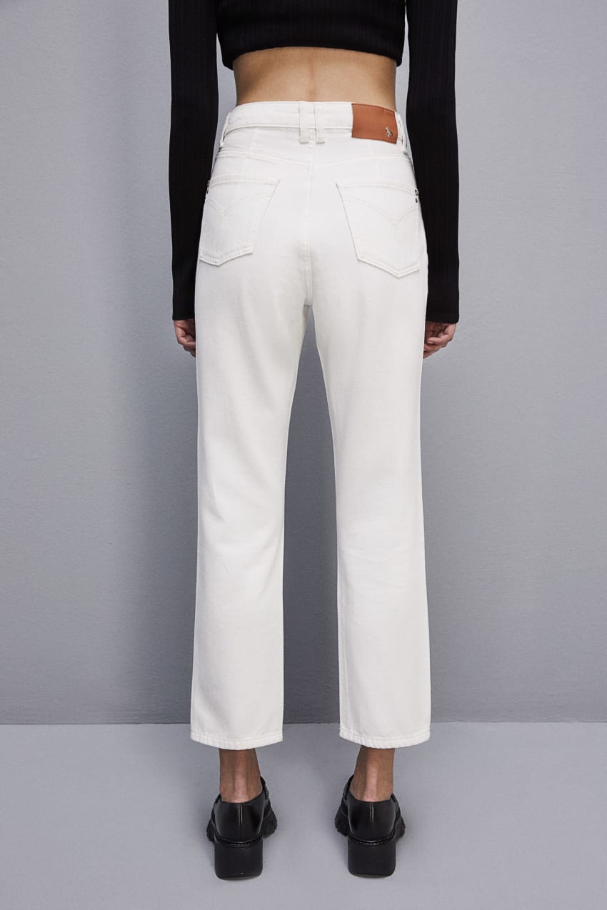 White Patrizia Pepe High-waisted Denim Pants | WITBMXP-47