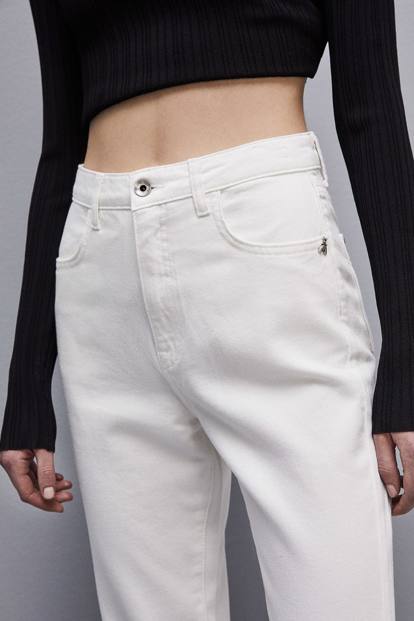 White Patrizia Pepe High-waisted Denim Pants | WITBMXP-47