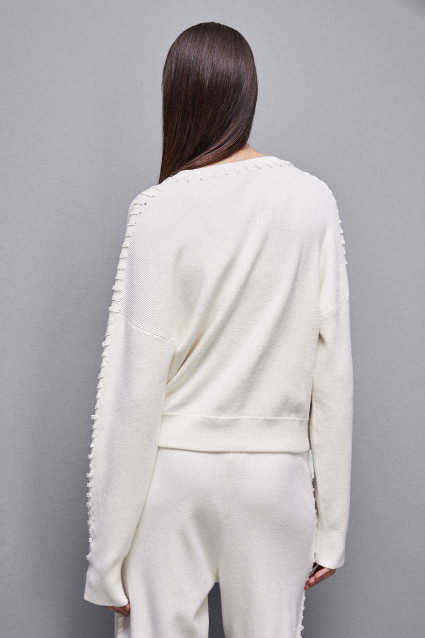 White Patrizia Pepe Long-sleeved Viscose Blend Sweater | XNJMLIV-80