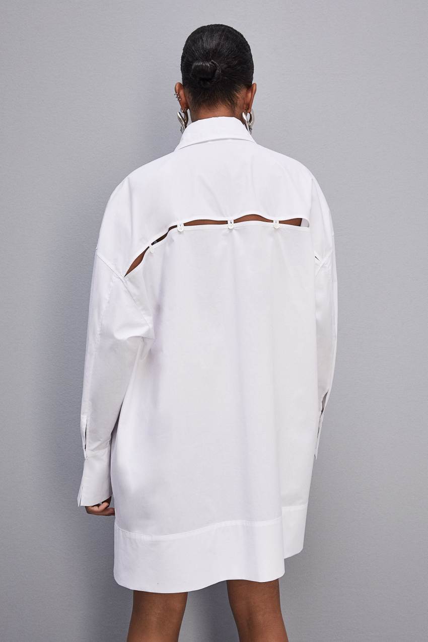 White Patrizia Pepe Mini Over Shirt Dress | MWEDIVS-32