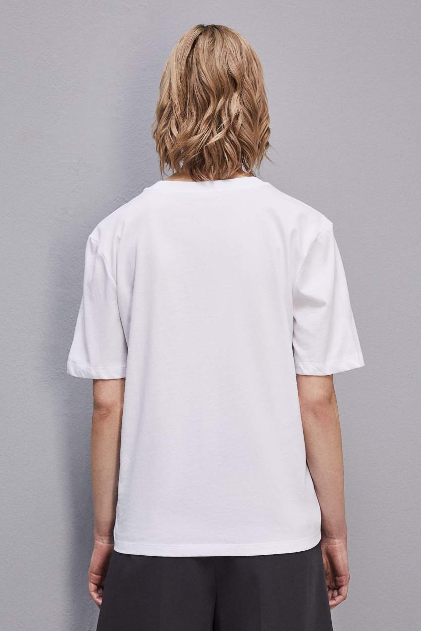 White Patrizia Pepe Organic Cotton T-shirt | EBYAPVJ-67