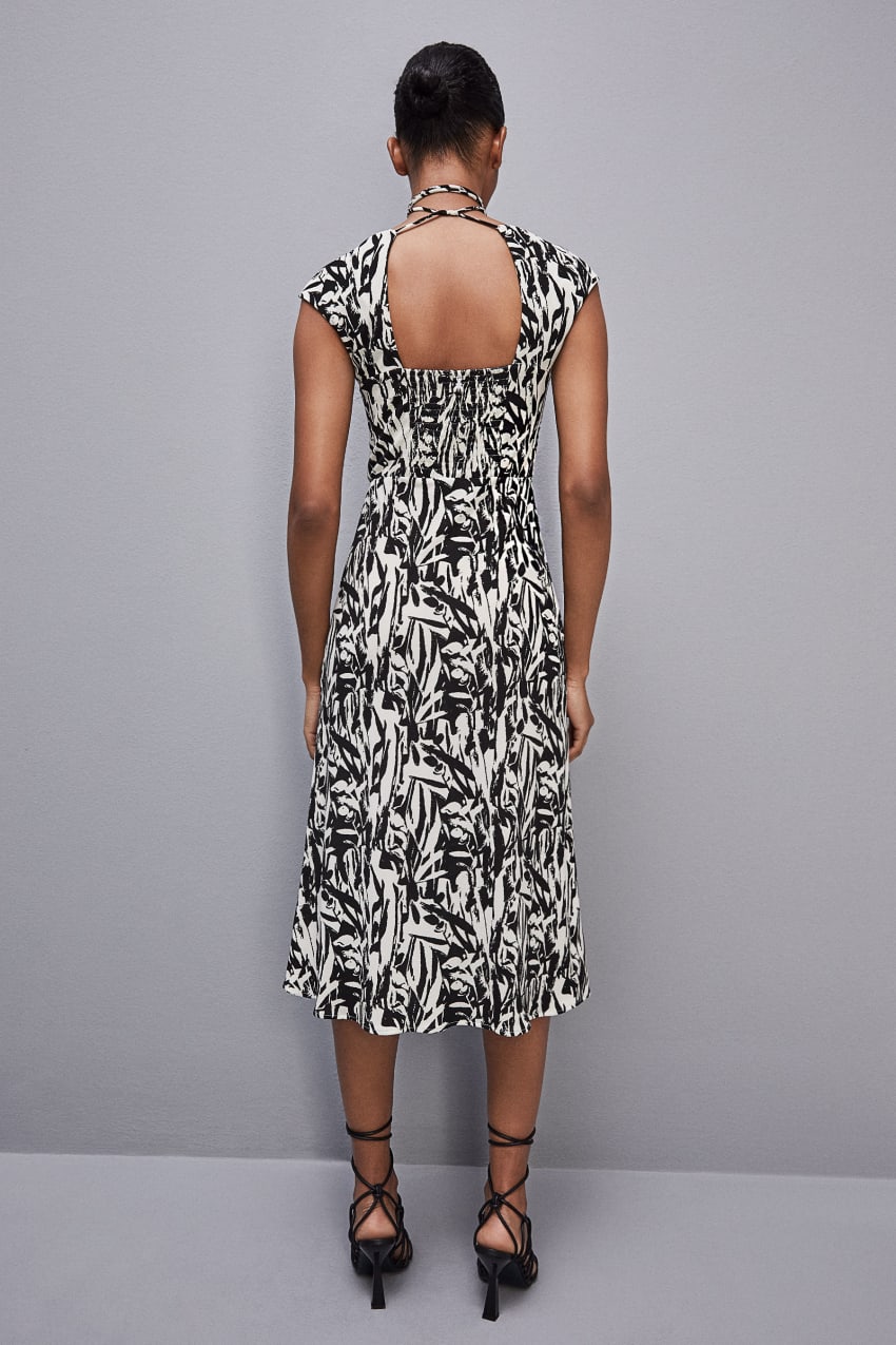 White Patrizia Pepe Patterned Jersey Midi Dress | FRVHNTA-89