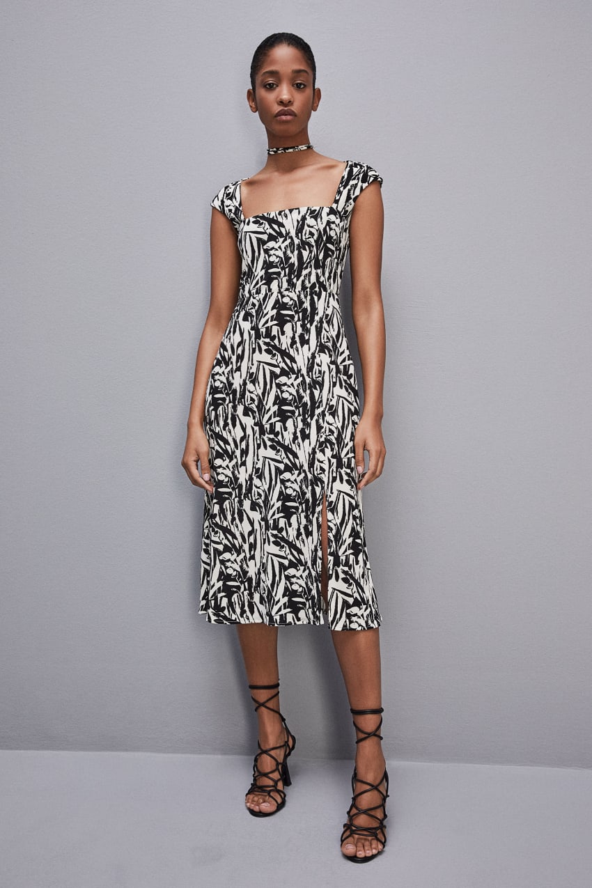 White Patrizia Pepe Patterned Jersey Midi Dress | FRVHNTA-89