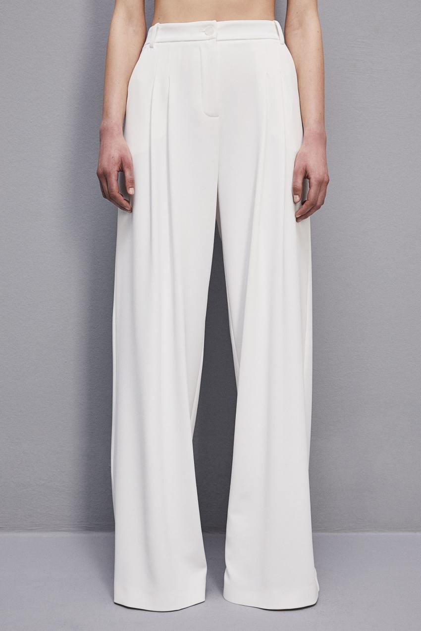 White Patrizia Pepe Pleated Pants In Fluid Twill | ICQKTJM-73