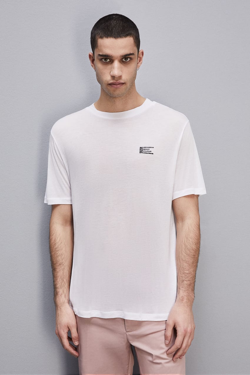 White Patrizia Pepe Short Sleeve Jersey T-shirt | YZFSGJE-96