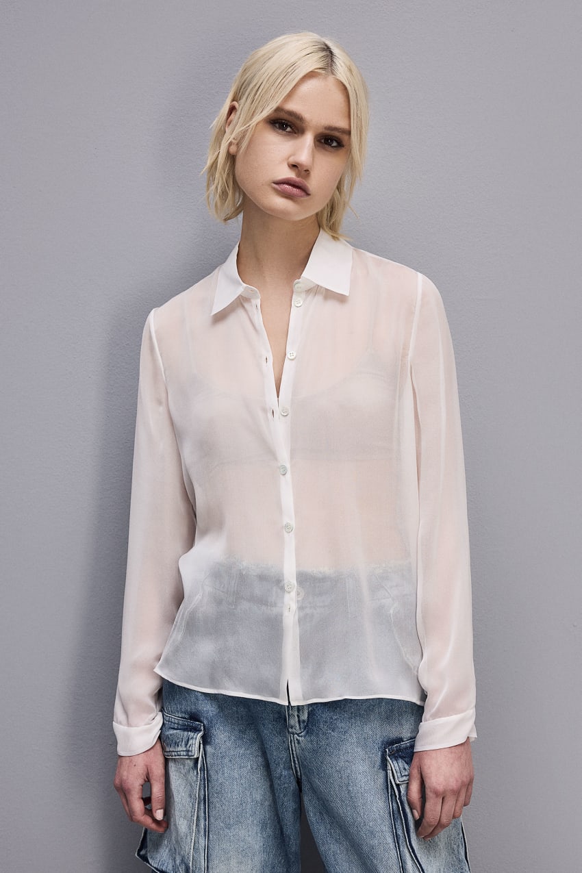 White Patrizia Pepe Silk Voile Shirt | AYLRKQH-01