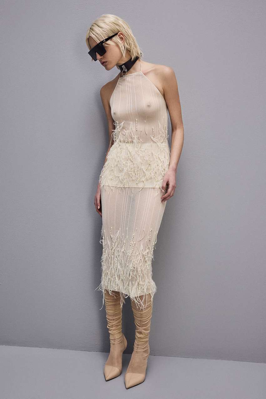 White Patrizia Pepe Skirt With Feather And Pearl Embroidery | QXJLNKD-84