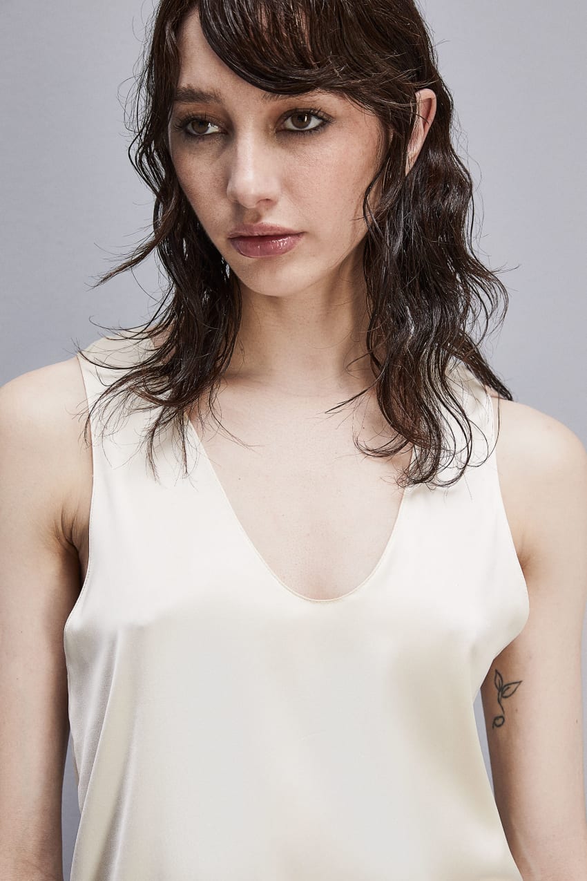 White Patrizia Pepe Sleeveless Top Shirt In Certified Viscose | NOGBEPS-48