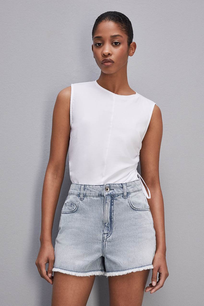 White Patrizia Pepe Sleeveless T-shirt With Drawstring | PIMFXTR-80