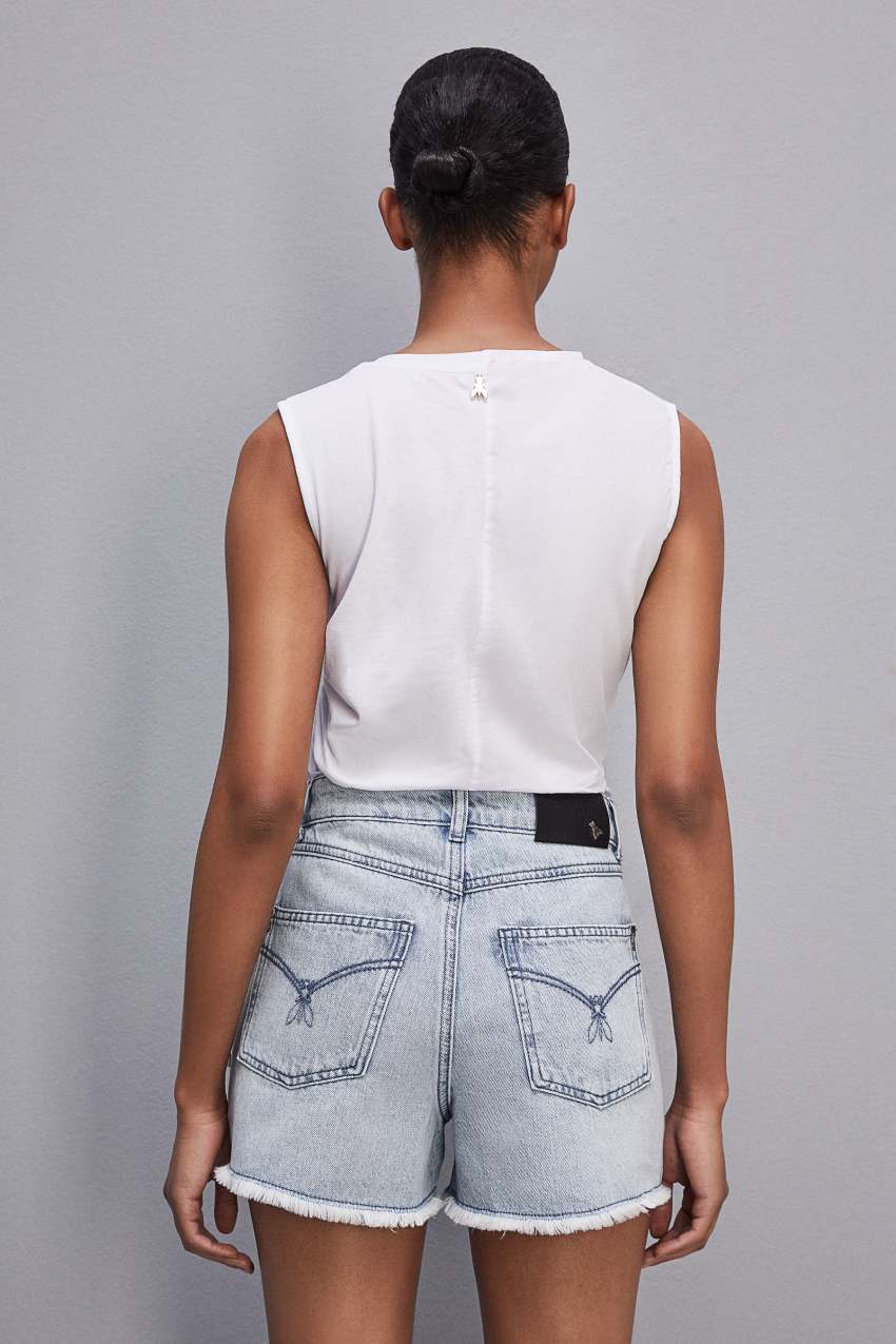 White Patrizia Pepe Sleeveless T-shirt With Drawstring | PIMFXTR-80