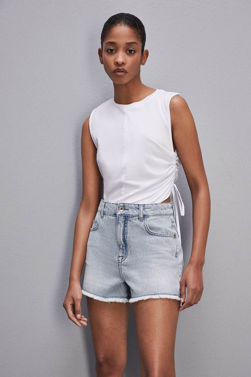 White Patrizia Pepe Sleeveless T-shirt With Drawstring | PIMFXTR-80