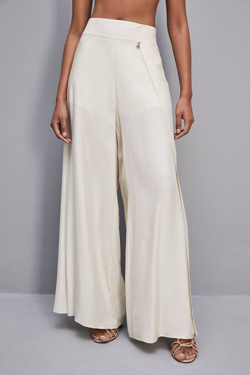 White Patrizia Pepe Smock Stitch Palazzo Pants | EORWQGX-92