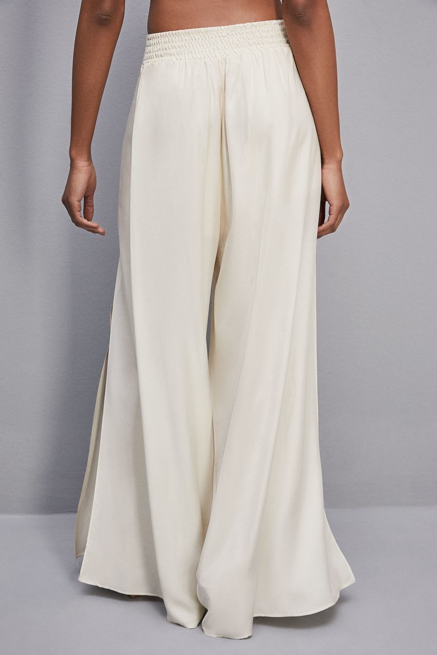 White Patrizia Pepe Smock Stitch Palazzo Pants | EORWQGX-92