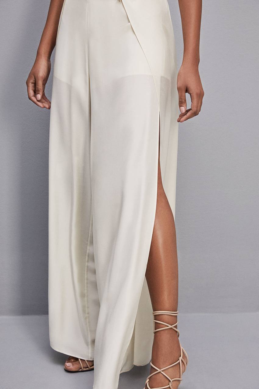 White Patrizia Pepe Smock Stitch Palazzo Pants | EORWQGX-92