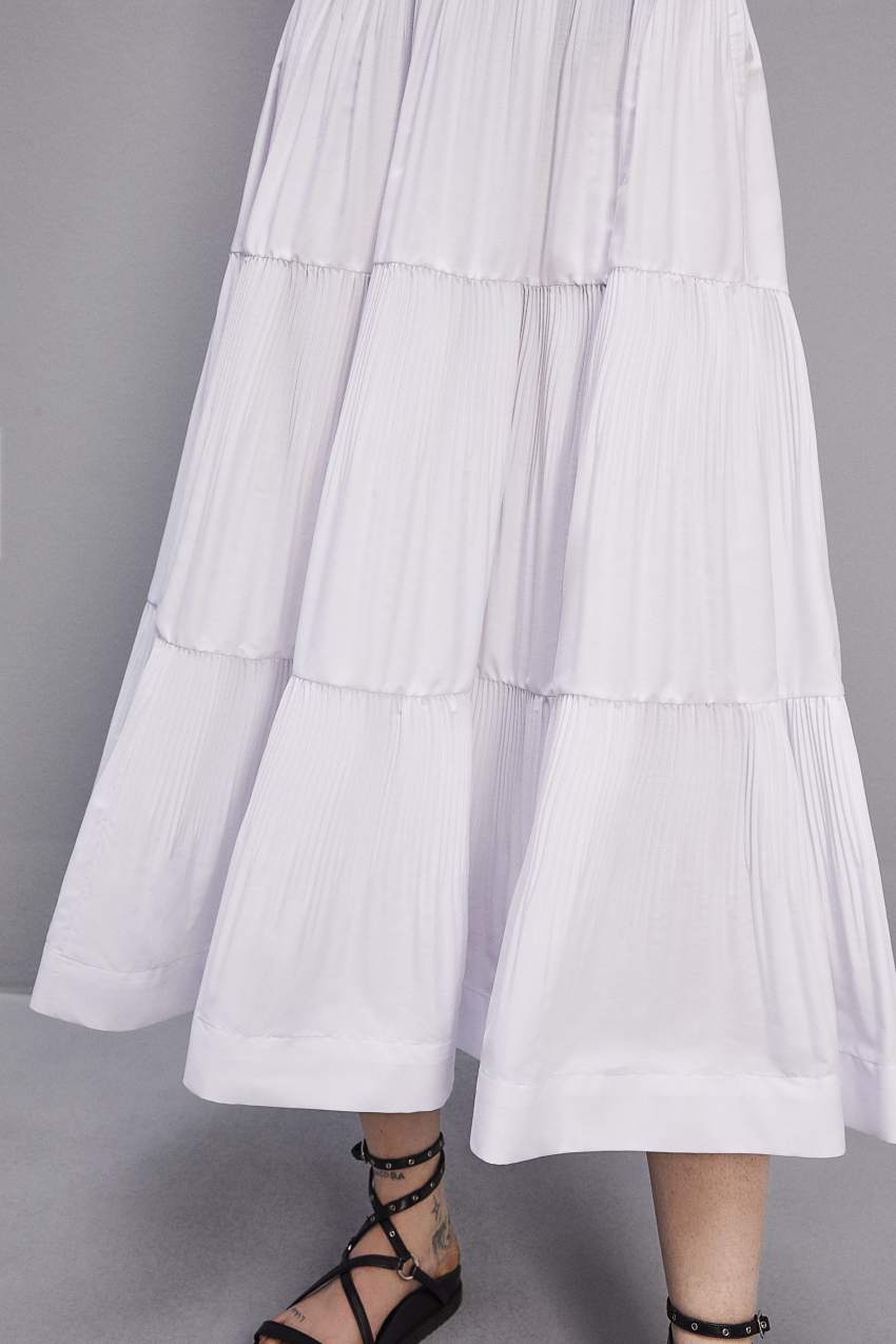 White Patrizia Pepe Soft Ankle Pleated Skirt | PNOYTZV-03