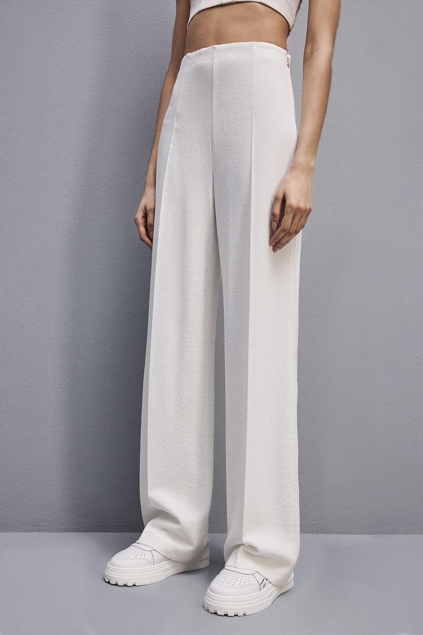 White Patrizia Pepe Viscose Palazzo Pants | XKFJTSO-09