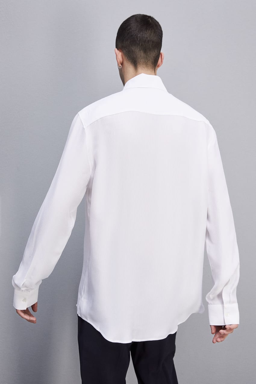 White Patrizia Pepe Viscose Twill Jacquard Shirt | FKMZCUQ-37