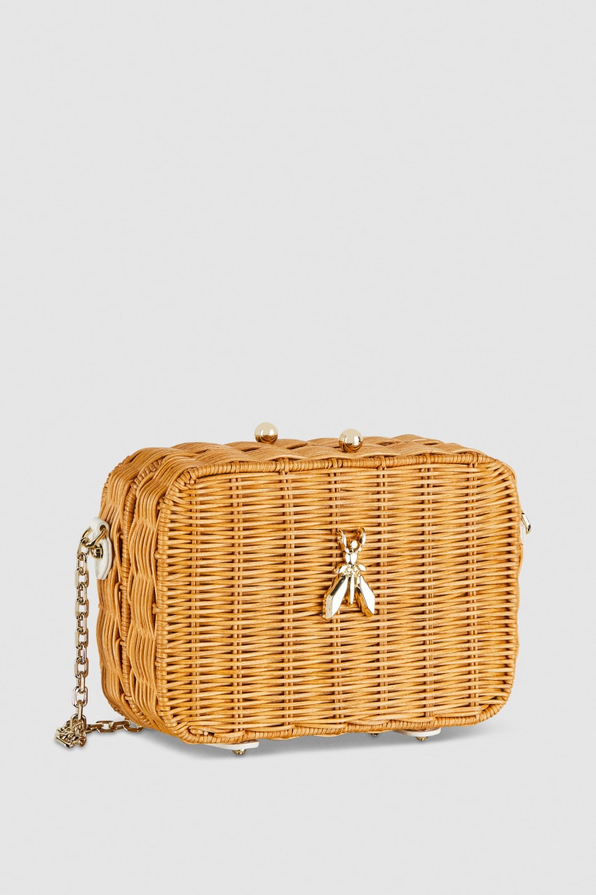 White Patrizia Pepe Wicker Shoulder Bag | CWRYQAJ-52